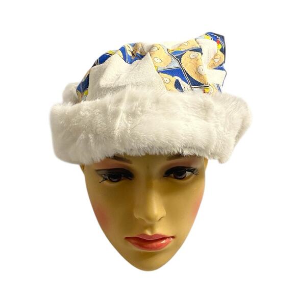 Handmade Upcycled Patchwork Family Guy Stewie Santa Hat Faux Fur Trim Holiday - Picture 4 of 8
